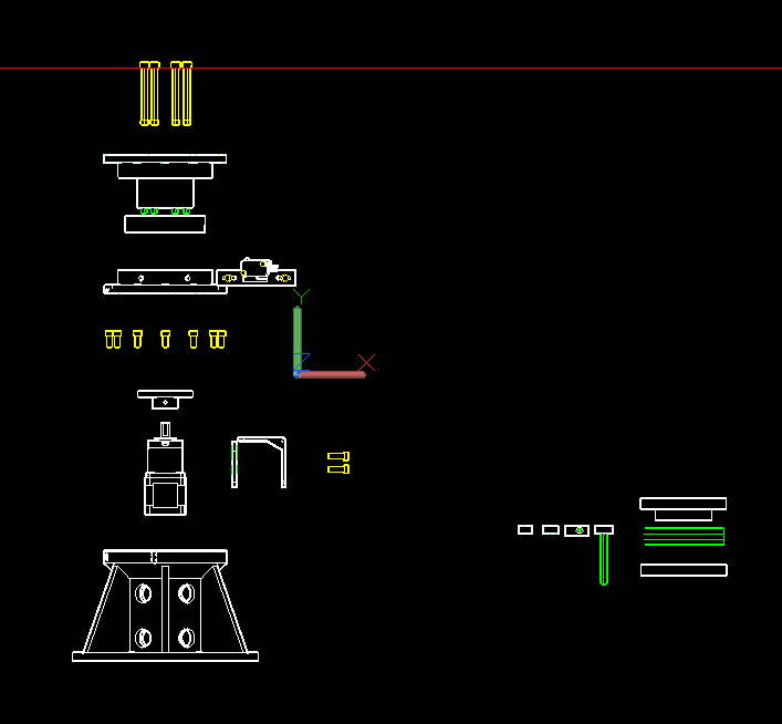 Complete J1 assembly schematic drawing for 3D printing